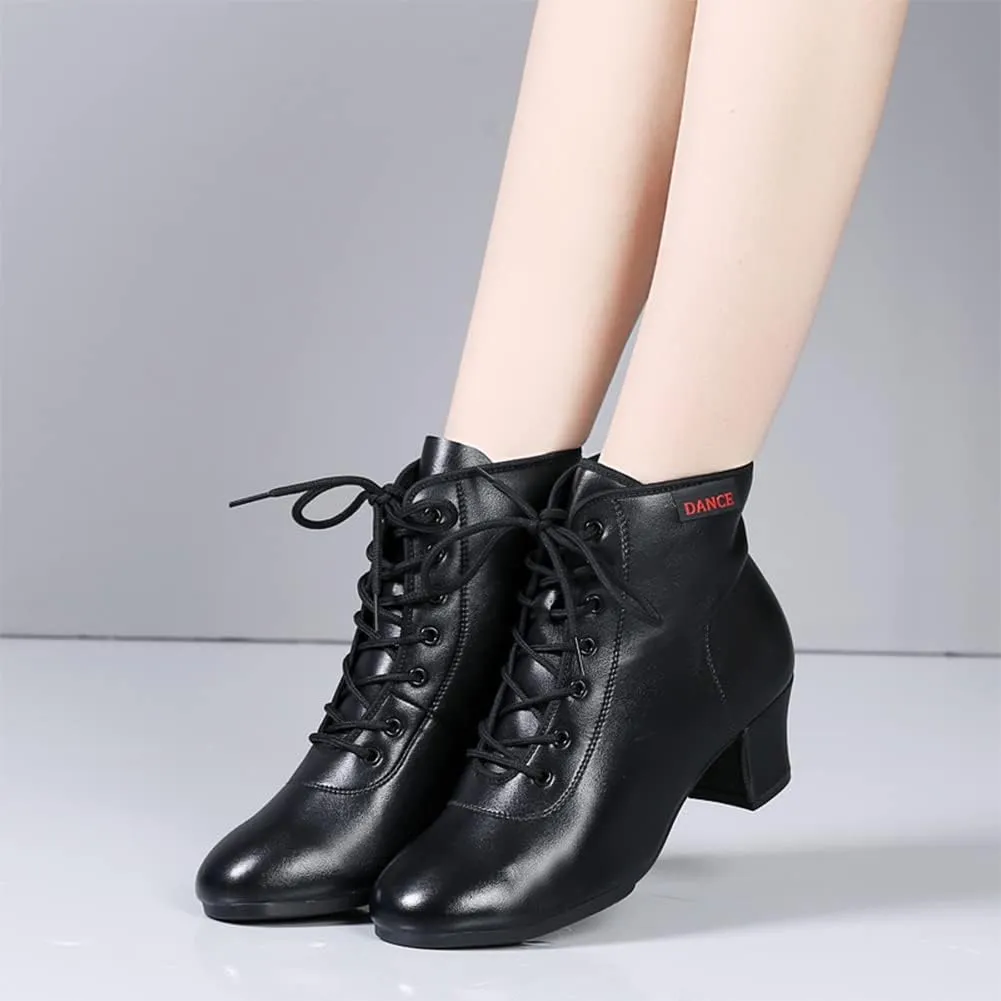 YKXLM Women's Latin Dance Shoes Closed-Toe Lace up Modern Ballroom Performence Salsa Practice Party Dancing Shoes,Model GBNJB