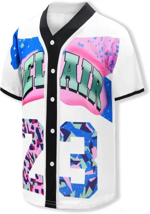 Youth Baseball Jersey 90s Outfit for Kids,Unisex Hip Hop Clothing for Party,Bel Air Baseball Jersey for Boys
