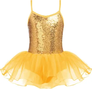 Zaclotre Little Girls Sequin Leotard Sparkly Strap Ballet Leotards Tutu Dress Ballerina Outfit Dance Costume for Kids