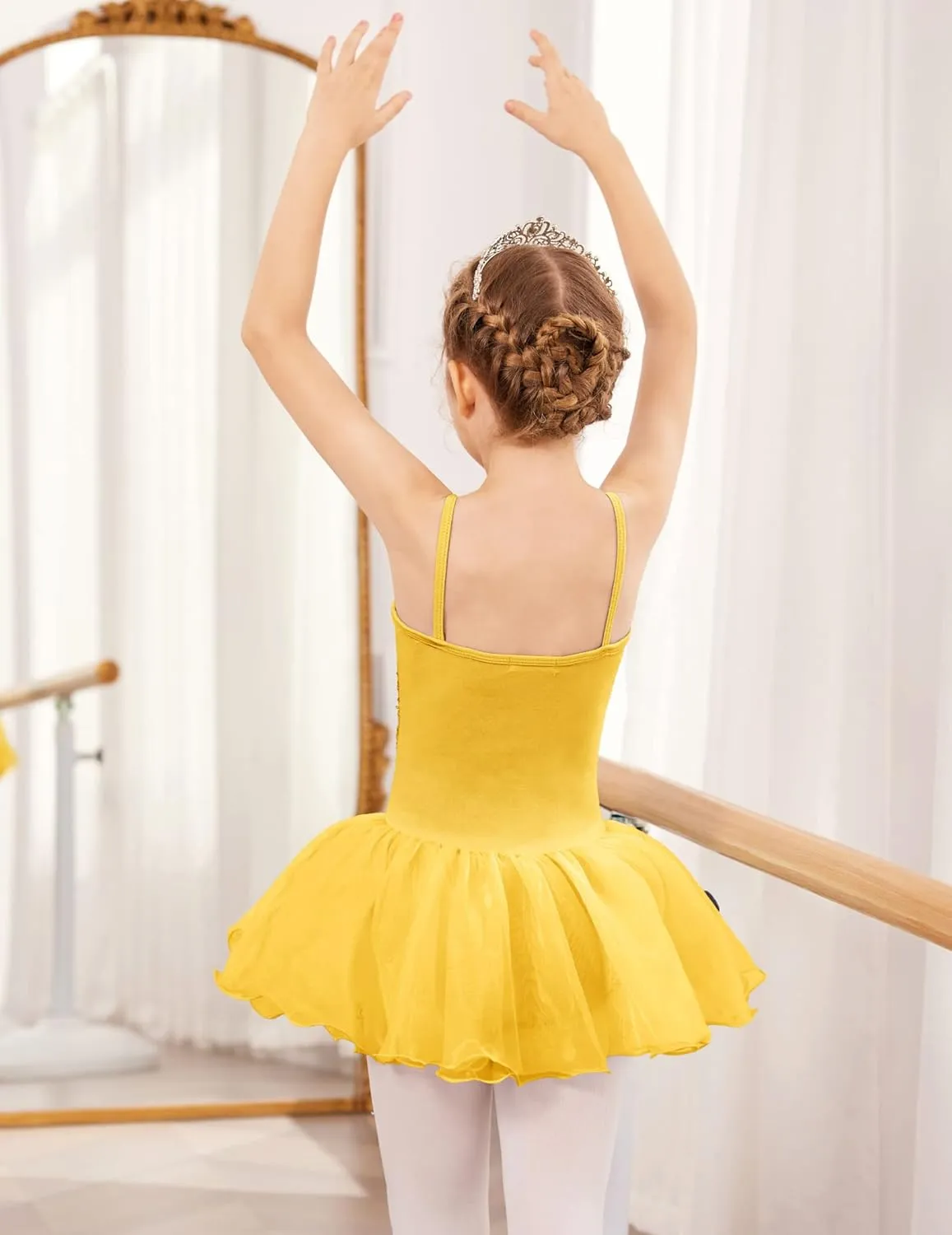 Zaclotre Little Girls Sequin Leotard Sparkly Strap Ballet Leotards Tutu Dress Ballerina Outfit Dance Costume for Kids