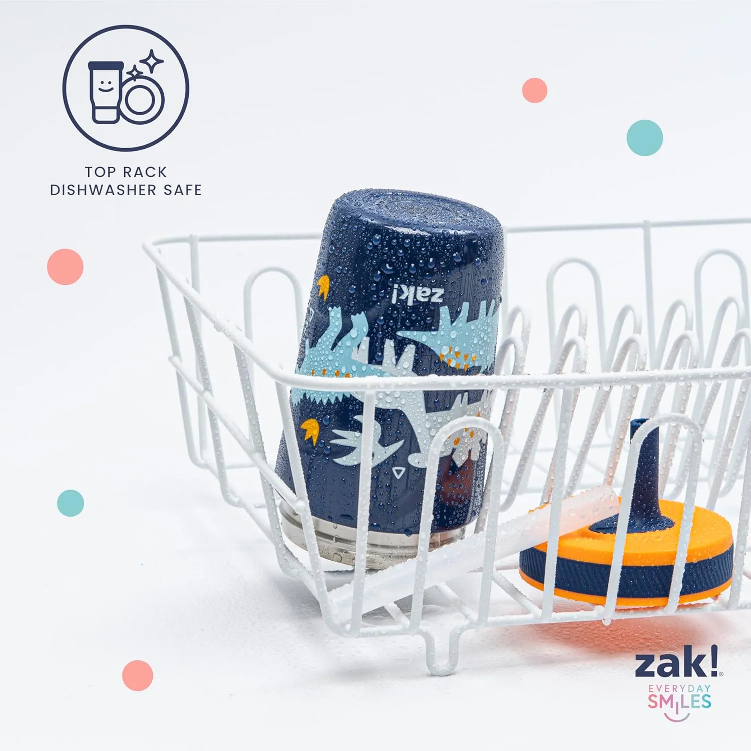 Zak Designs Kelso Toddler Cups For Travel or At Home, 12oz Vacuum Insulated Stainless Steel Sippy Cup With Leak-Proof Design is Perfect For Kids (Safari)