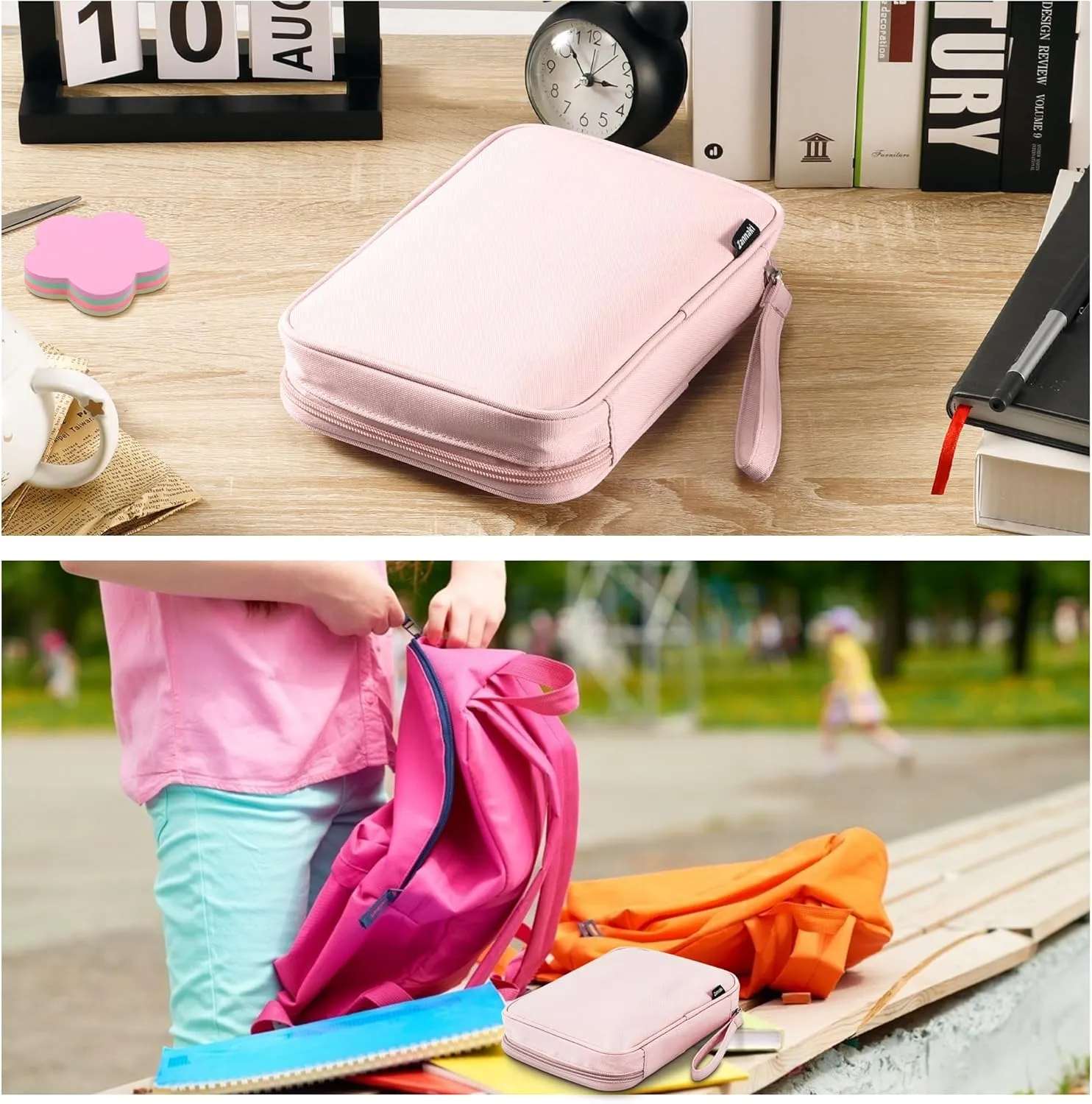 Zannaki Big Capacity Storage Pouch Marker Pen Pencil Case Simple Stationery Bag Box Art Tool & Sketch Storage Boxes for Bullet Journal Middle High School Office College Student Girl Women Adult Teen