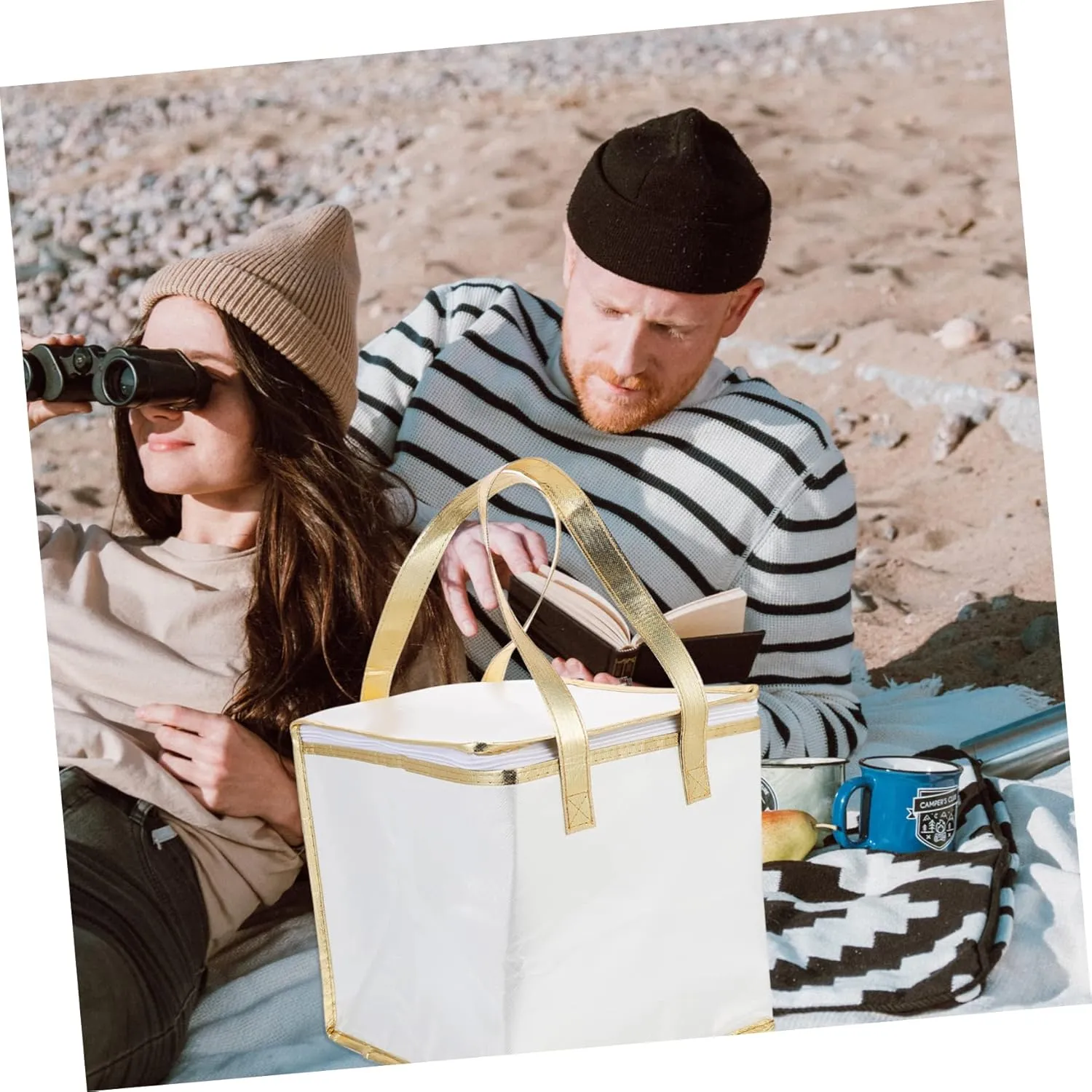 Zerodeko 1pc Portable Insulated Thermal Food Storage Bag Cake Pizza Packing Pouch Lightweight Multipurpose Design for Fruits Seafood Snacks Convenient Carry Handle