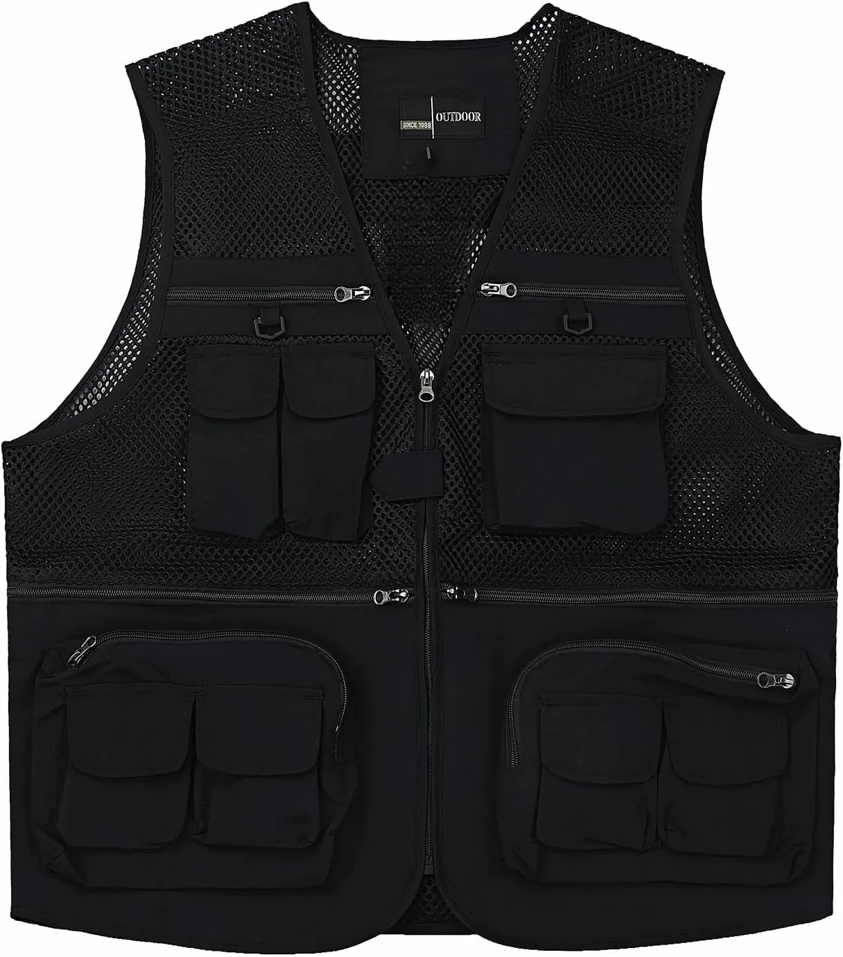 Ziker Men's Mesh Breathable Openwork Camouflage Journalist Photographer Fishing Vest Waistcoat Jacket Coat
