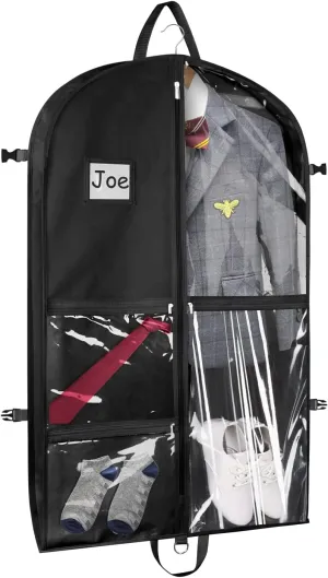 Zilink Black Dance Costume Bags Garment Bag 40 Inch for Dance Competitions with 5 Clear Zipper Pockets and Handles for Dance Competition Closet Storage